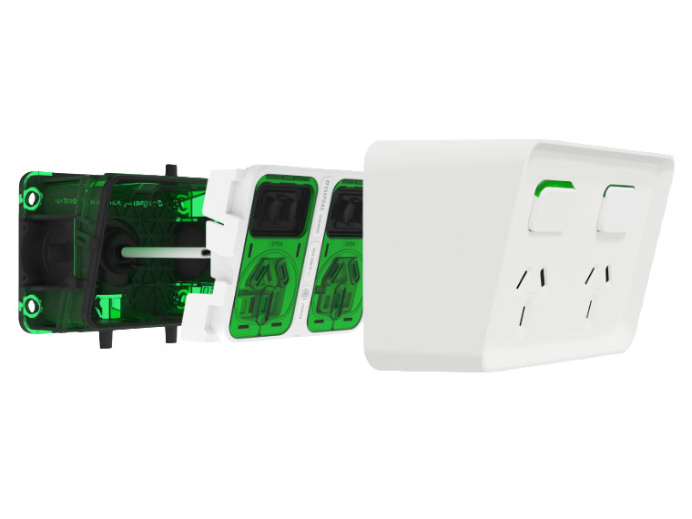 Clipsal iconic outdoor socket exploded view