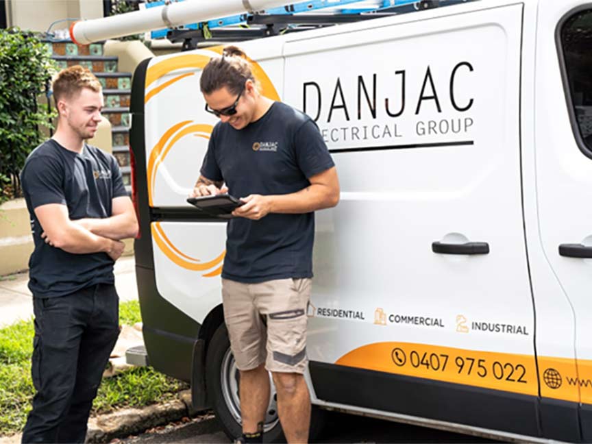 Electricians with van