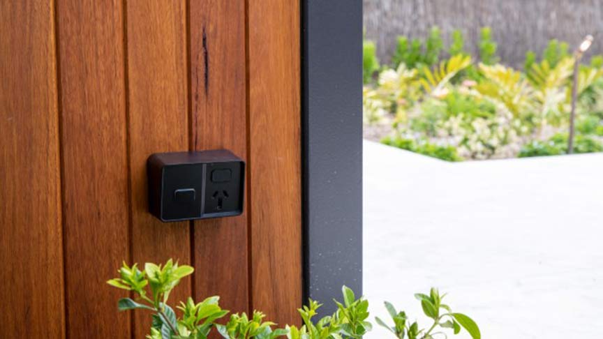 Clipsal Iconic Outdoor black switch.