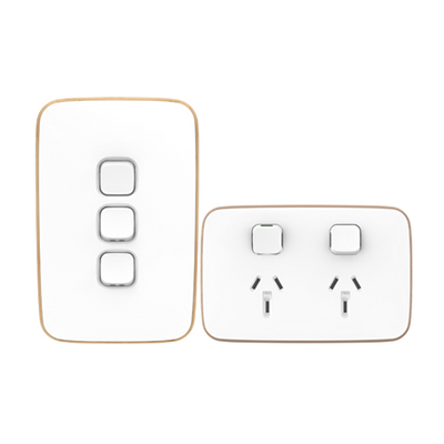 Clipsal Iconic Essence Arctic White switch and power point