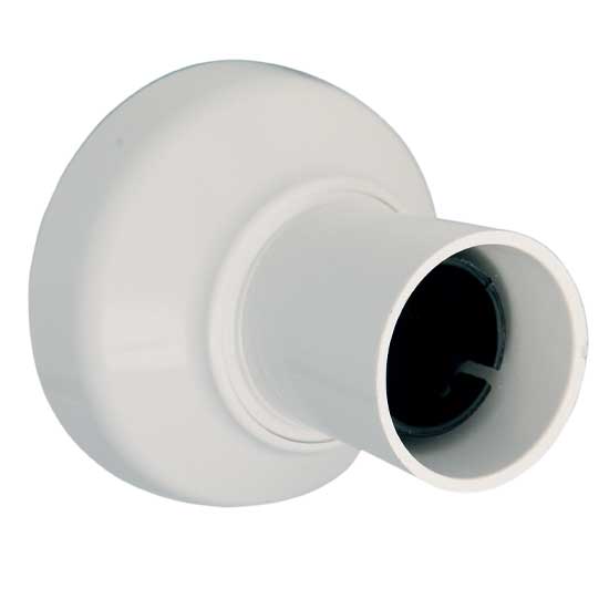 A white plastic batten holder designed for use in electrical lighting systems.