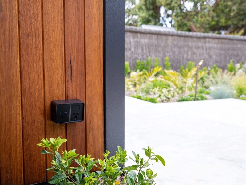 Clipsal Wiser Iconic switch attached to a wooden wall