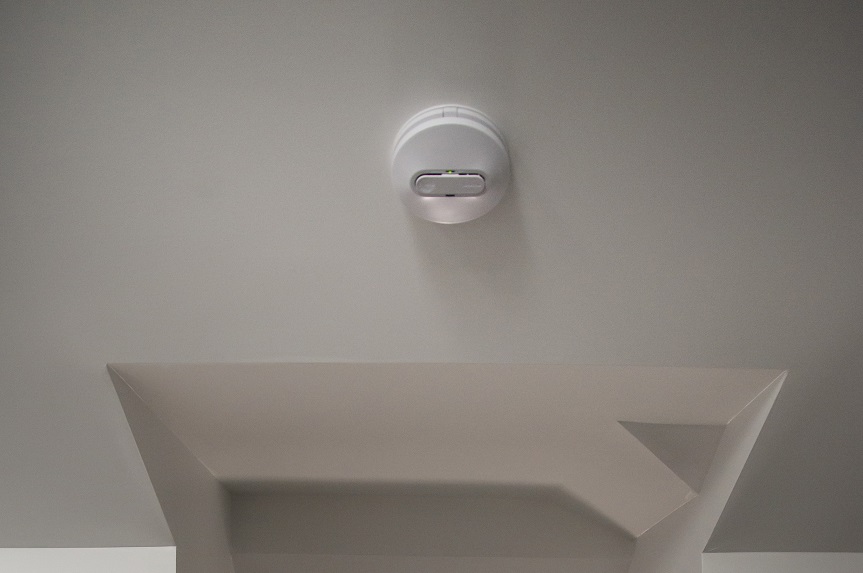 Clipsal photoelectric smoke alarm installed in the home.