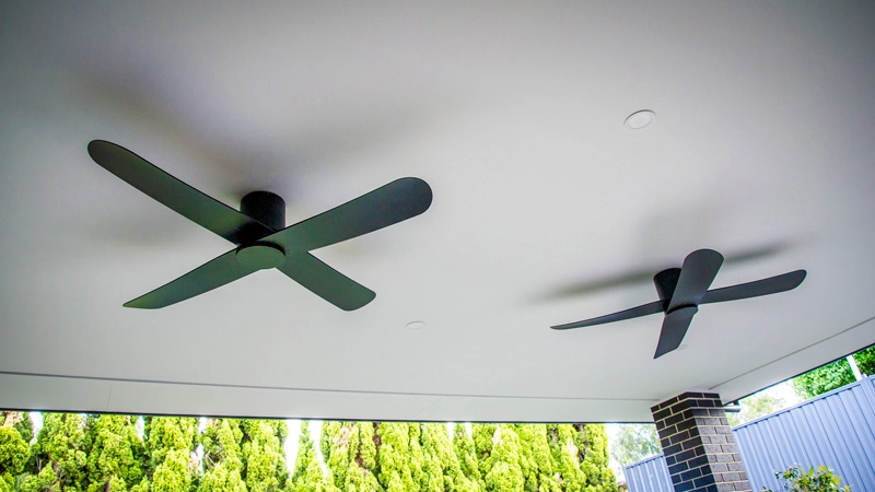 Outdoor fans attached to the ceiling