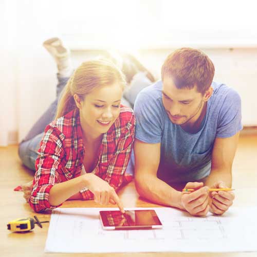 Couple looking at iPad