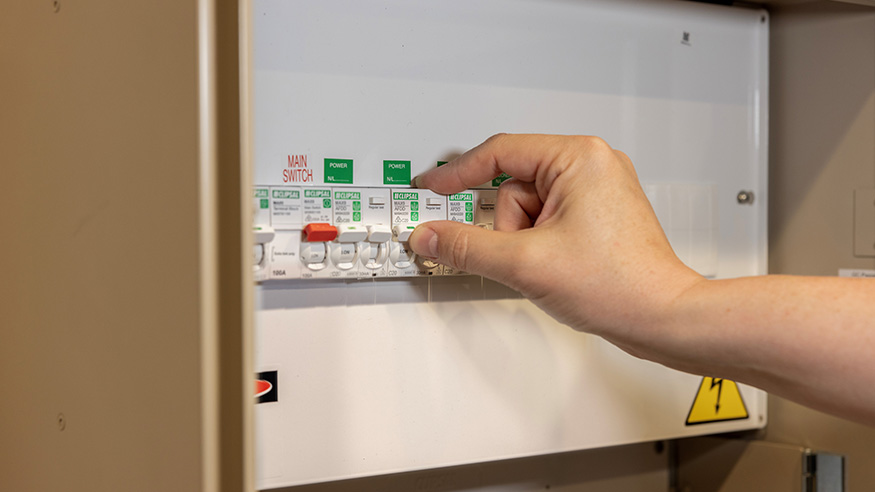 Electrician checking the Clipsal switchboard