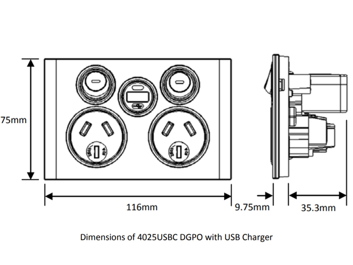 Clipsal Saturn 4025USBC Specs