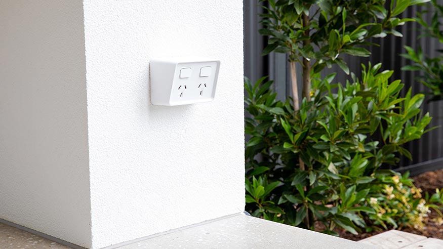 Clipsal Iconic outdoor switch placed outside of the house