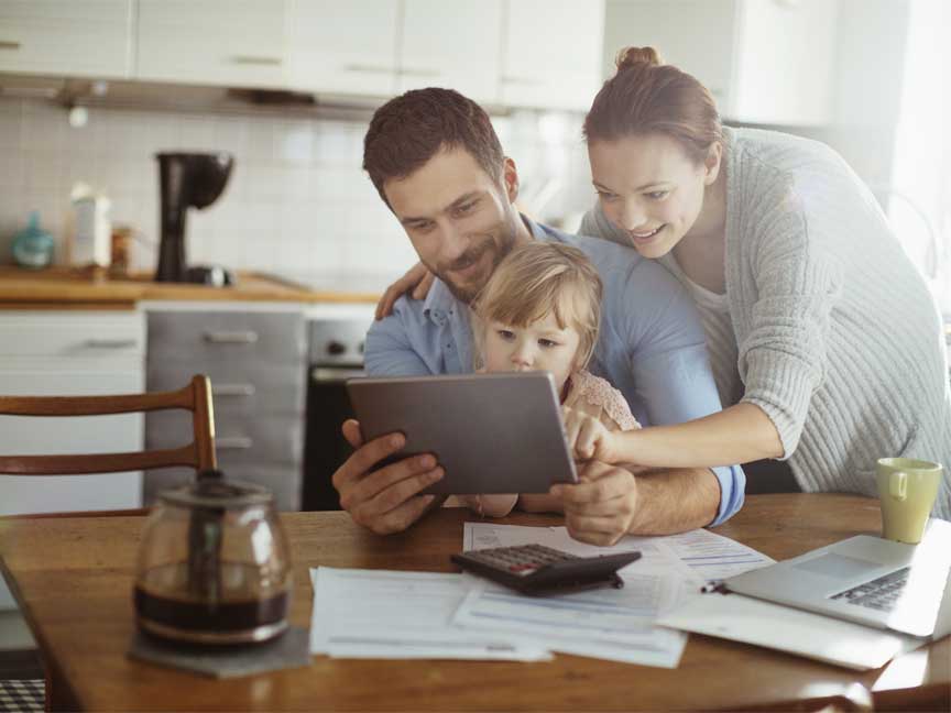 family on tablet