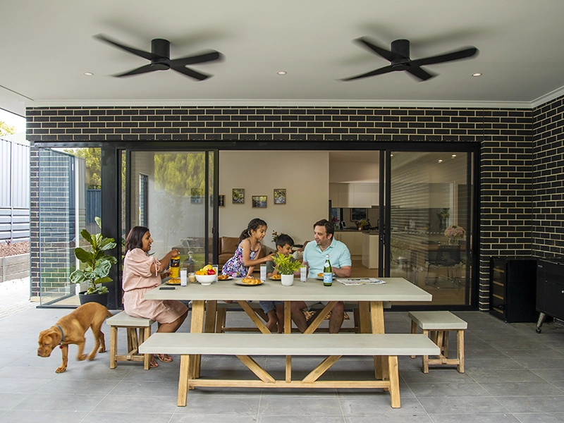 Family having lunch in the outdoor area